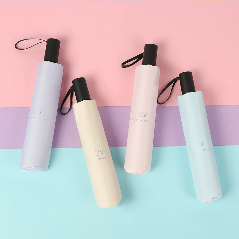 Tri-fold 8-rib UV sun umbrella