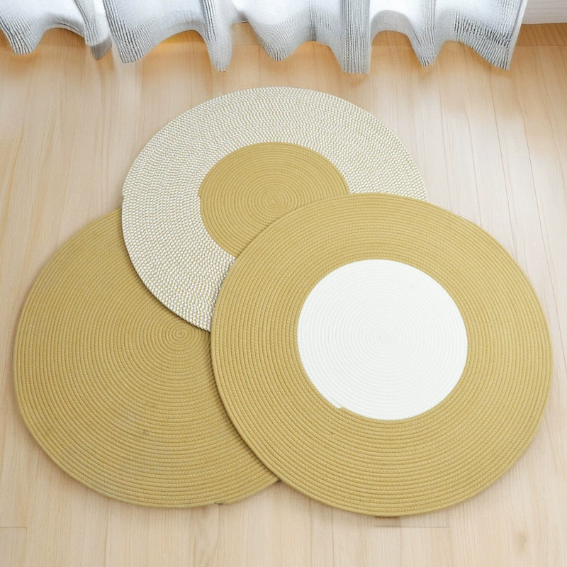 Woven round stitching floor mat